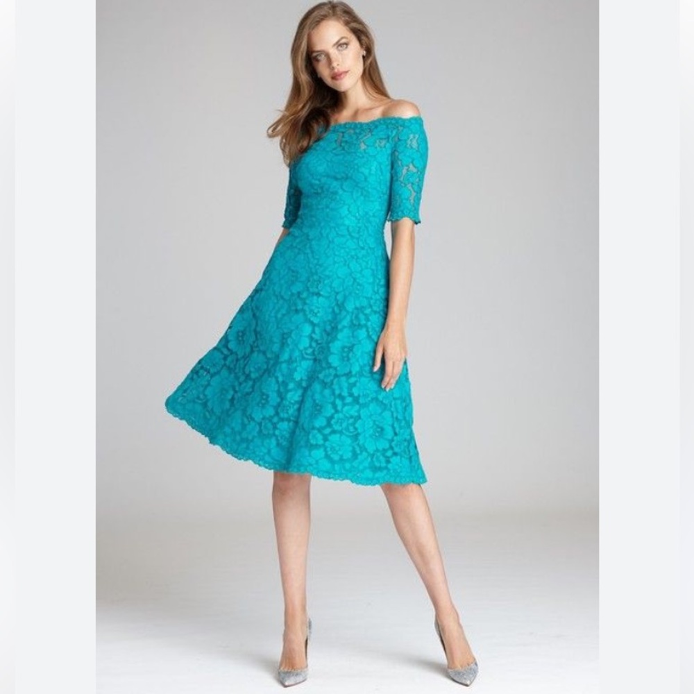 Teri John Teal Off the Shoulder Dress Like New Size 2